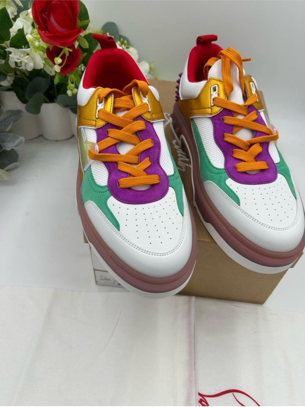 Men’s Christian Louboutin ASTROLOUBI multicolored sneaker size 45 made in Italy - Picture 2 of 9